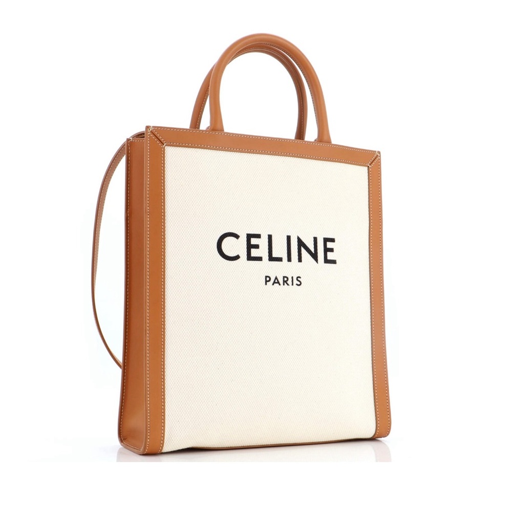 CELINE BEIGE CANVAS CABAS TOTE CROSSBODY BAG